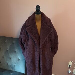 Burgundy Teddy Women's Coat